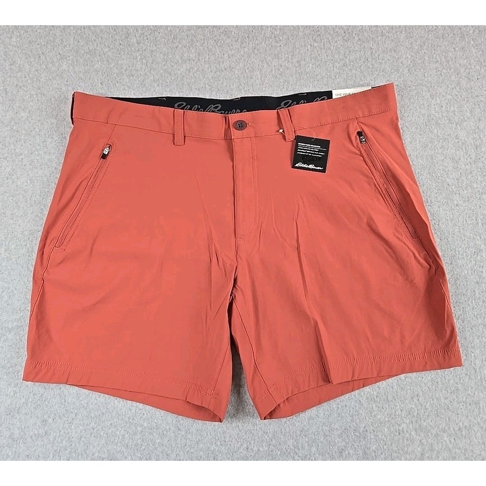Eddie Bauer Shorts Mens Size 42 Khaki‎ Classic Fit Horizon Chino Shorts Red NWT